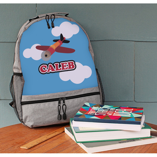 Airplane Large Backpack - Gray - On Desk