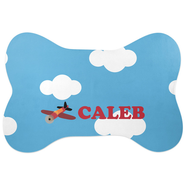 Custom Airplane Bone Shaped Dog Food Mat (Large) (Personalized)