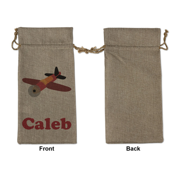 Airplane Large Burlap Gift Bags - Front Approval