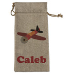 Airplane Large Burlap Gift Bag - Front
