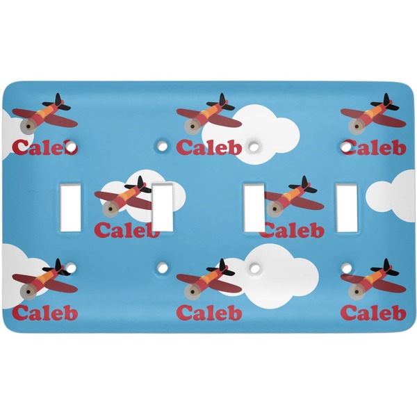 Custom Airplane Light Switch Cover (4 Toggle Plate) (Personalized)