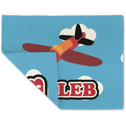 Airplane Double-Sided Linen Placemat - Single w/ Name or Text