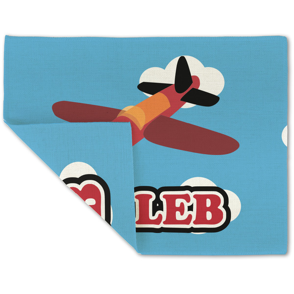 Custom Airplane Double-Sided Linen Placemat - Single w/ Name or Text
