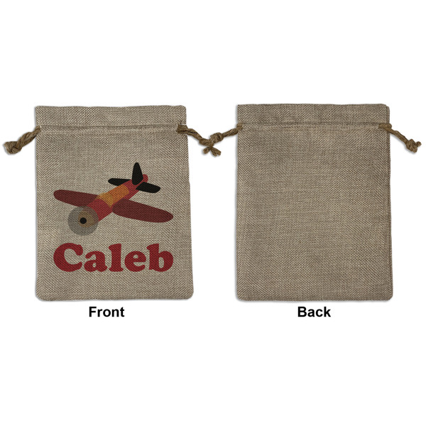 Airplane Medium Burlap Gift Bag - Front Approval
