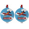 Airplane Metal Ball Ornament - Front and Back