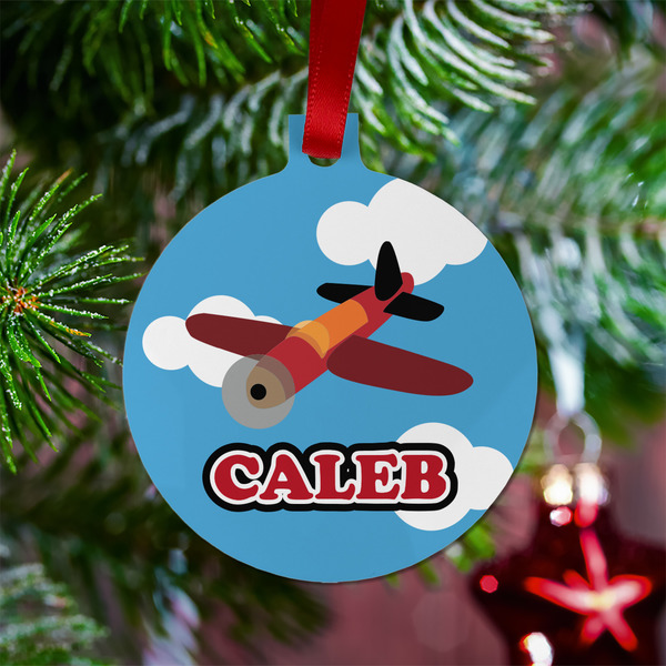 Airplane Metal Ball Ornament - Lifestyle