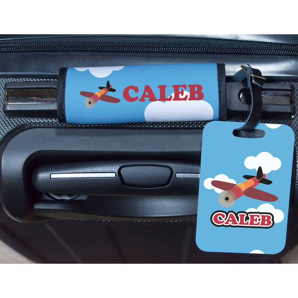 Airplane Metal Luggage Tag & Handle Wrap - In Context
