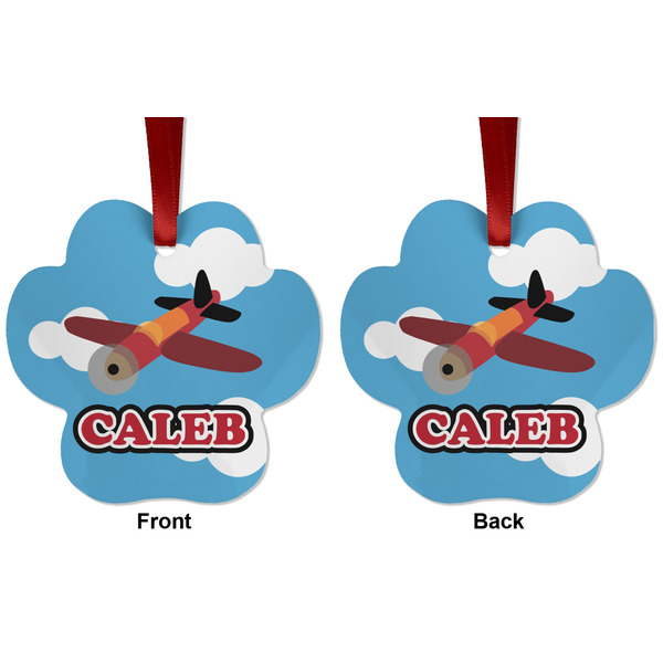 Airplane Metal Paw Ornament - Front and Back