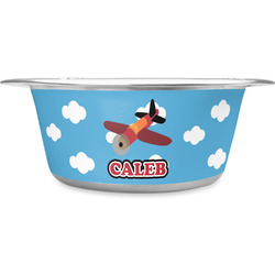 Airplane Stainless Steel Dog Bowl (Personalized)