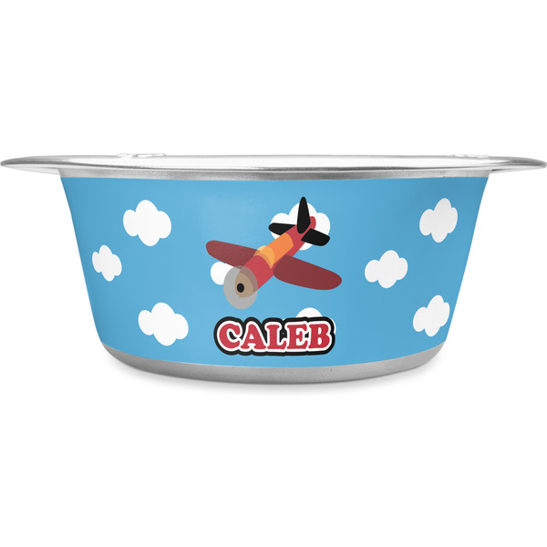 Custom Airplane Stainless Steel Dog Bowl - Small (Personalized)
