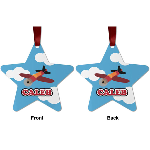 Airplane Metal Star Ornament - Front and Back