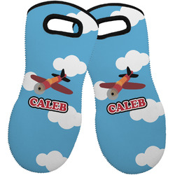 Airplane Neoprene Oven Mitts - Set of 2 w/ Name or Text