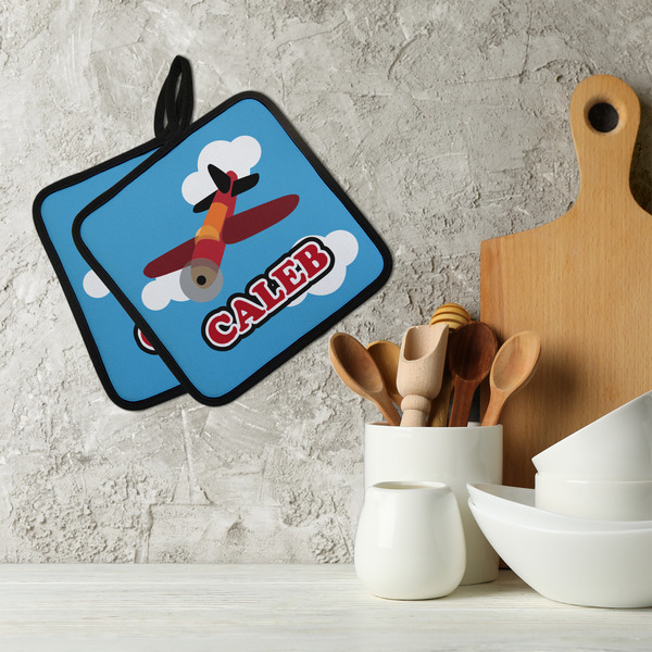 Airplane Neoprene Pot Holder - Set of 2  LIFESTYLE