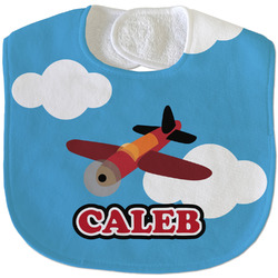 Airplane Velour Baby Bib w/ Name or Text