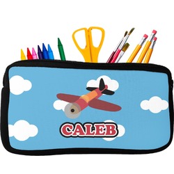 Airplane Neoprene Pencil Case - Small w/ Name or Text