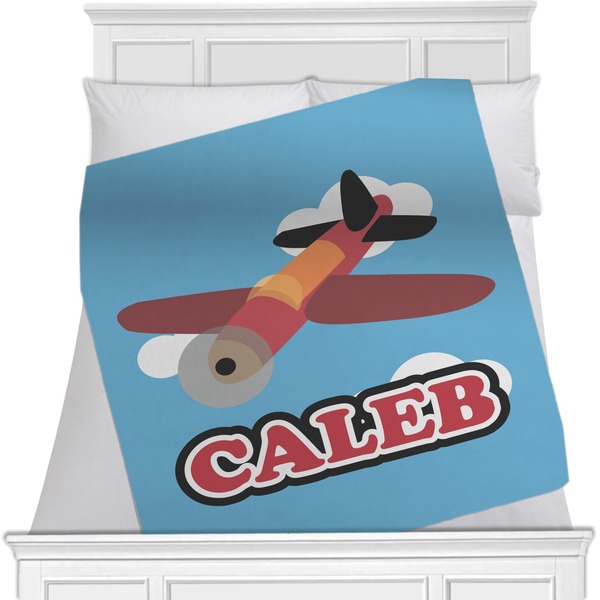 Custom Airplane Minky Blanket - Twin / Full - 80"x60" - Double Sided (Personalized)