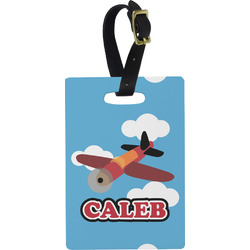 Airplane Plastic Luggage Tag - Rectangular w/ Name or Text