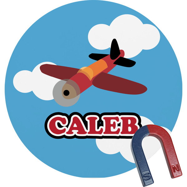 Custom Airplane Round Fridge Magnet (Personalized)