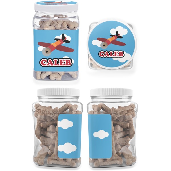 Airplane Pet Treat Jar - Multiple Angles