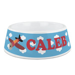 Airplane Plastic Dog Bowl - Medium (Personalized)