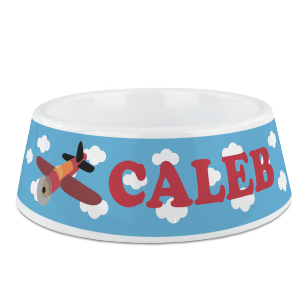 Custom Airplane Plastic Dog Bowl - Medium (Personalized)
