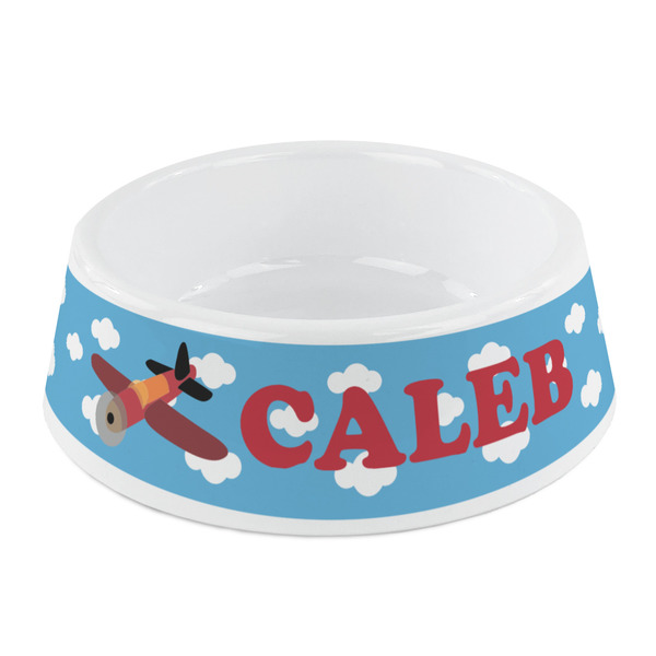 Custom Airplane Plastic Dog Bowl - Small (Personalized)
