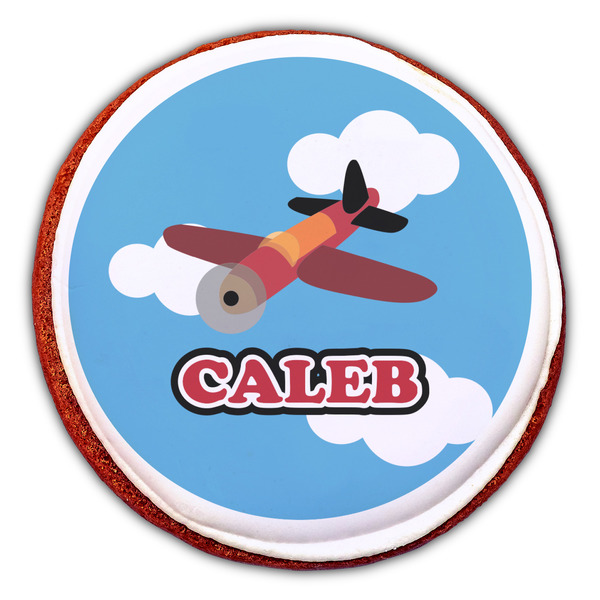 Airplane Printed Icing Circle - Large - On Cookie