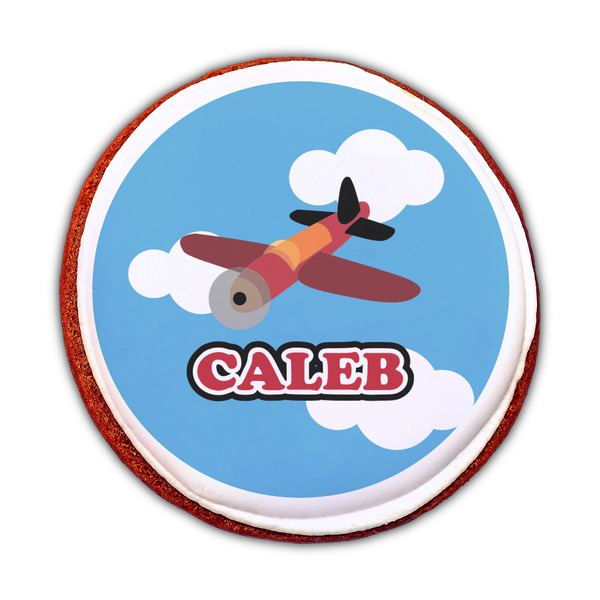 Airplane Printed Icing Circle - Medium - On Cookie