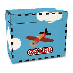 Airplane Wood Recipe Box - Full Color Print (Personalized)