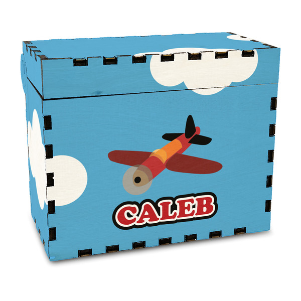 Custom Airplane Wood Recipe Box - Full Color Print (Personalized)