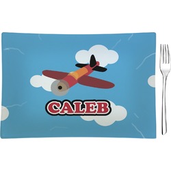Airplane Glass Rectangular Appetizer / Dessert Plate (Personalized)