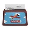 Airplane Red Mahogany Business Card Holder - Straight