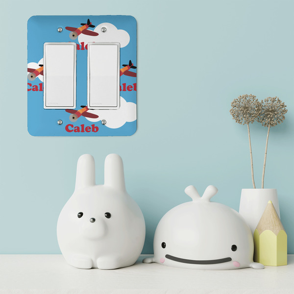 Airplane Rocker Light Switch Covers - Double - IN CONTEXT