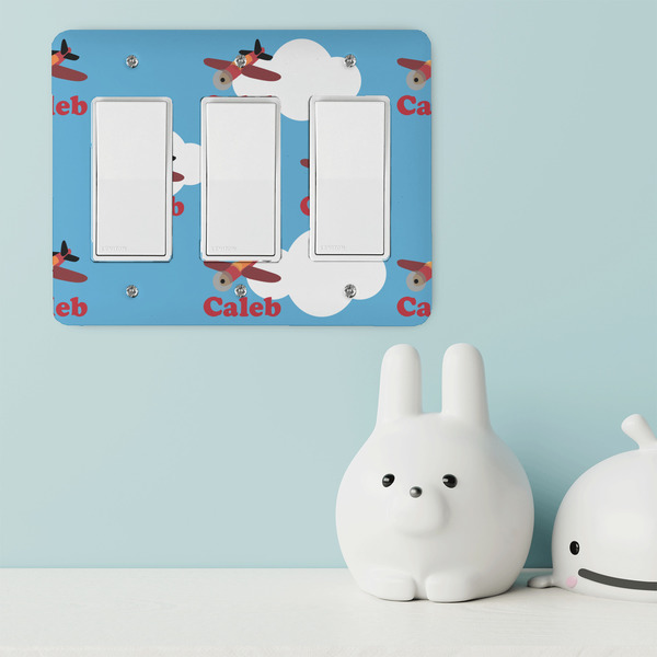 Airplane Rocker Light Switch Covers - Triple - IN CONTEXT