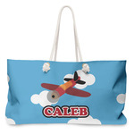 Airplane Large Tote Bag with Rope Handles (Personalized)