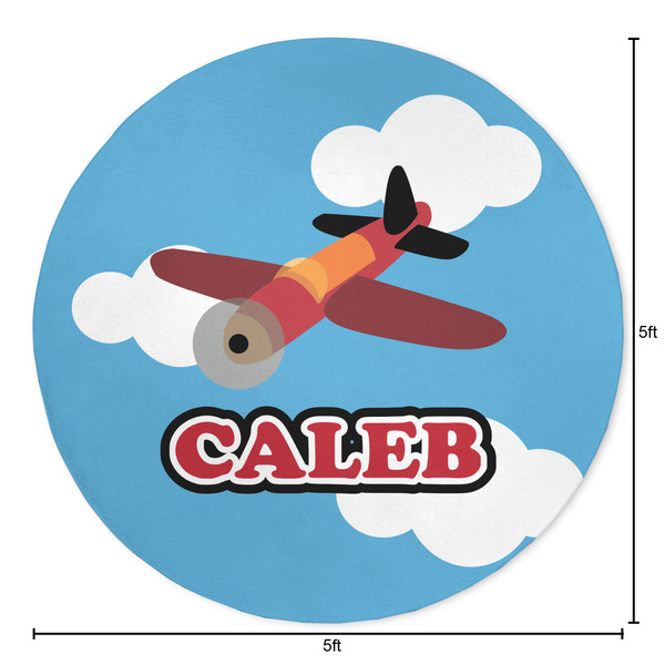 Airplane Round Area Rug - Size