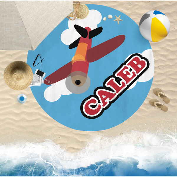 Airplane Round Beach Towel Lifestyle