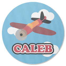 Airplane Round Rubber Backed Coaster (Personalized)