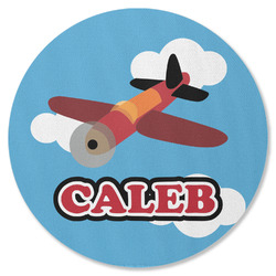 Airplane Round Rubber Backed Coaster (Personalized)