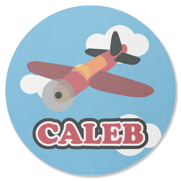 Airplane Round Coaster Rubber Back - Single