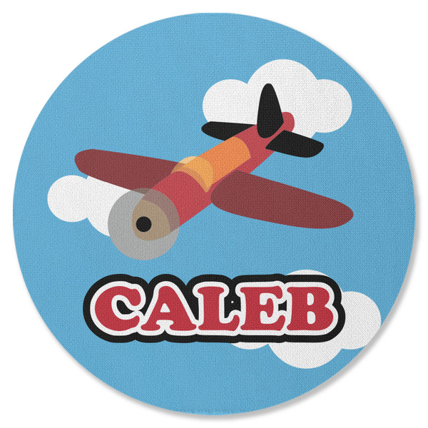 Airplane Round Coaster Rubber Back - Single