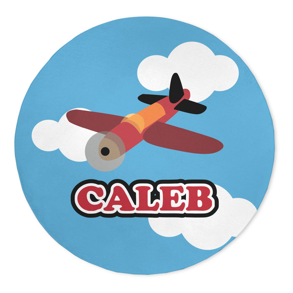 Custom Airplane 5' Round Indoor Area Rug (Personalized)