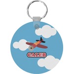 Airplane Round Plastic Keychain (Personalized)