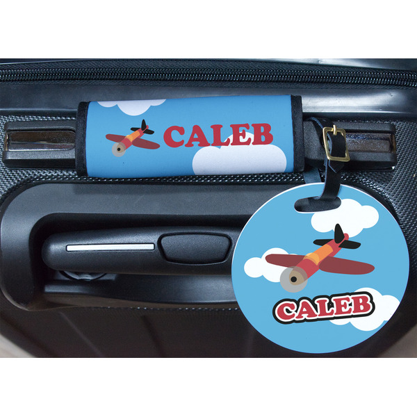 Airplane Round Luggage Tag & Handle Wrap - In Context