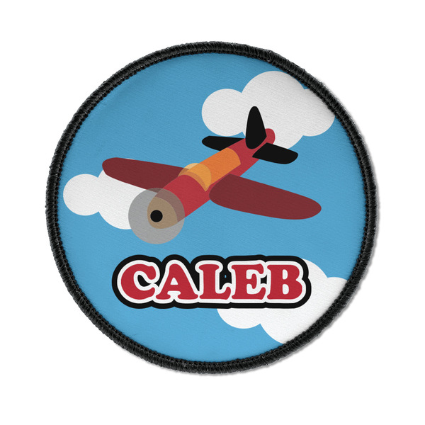 Custom Airplane Iron On Round Patch w/ Name or Text