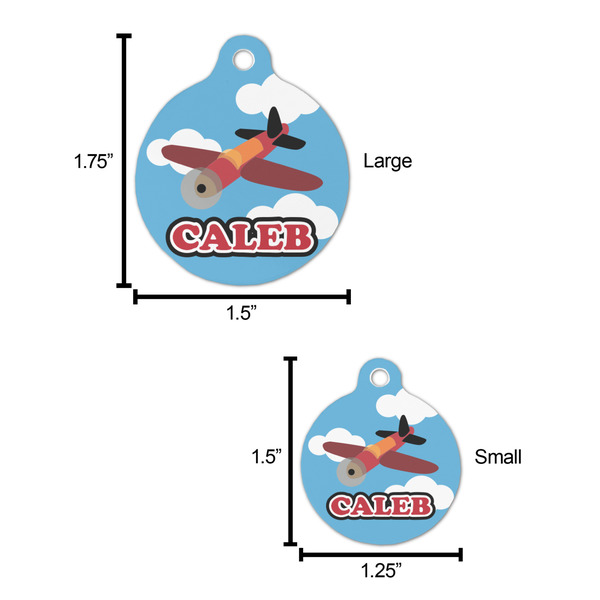 Airplane Round Pet ID Tag - Large - Comparison Scale
