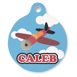 Airplane Round Pet ID Tag (Personalized)
