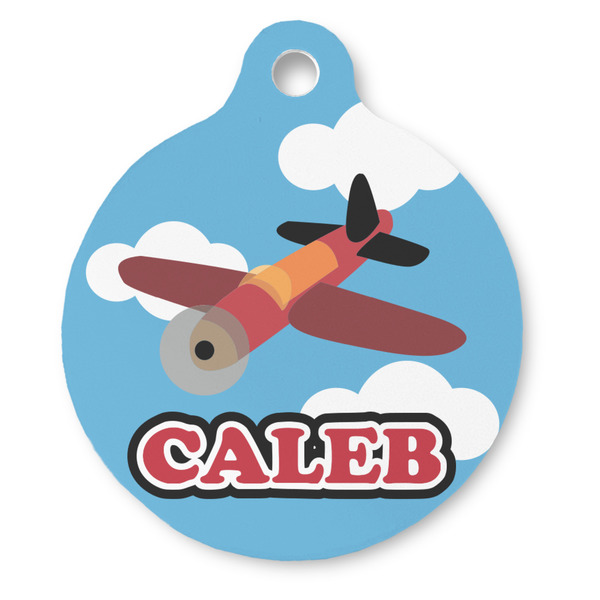 Custom Airplane Round Pet ID Tag (Personalized)