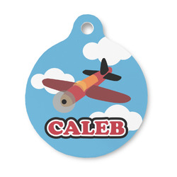 Airplane Round Pet ID Tag - Small (Personalized)