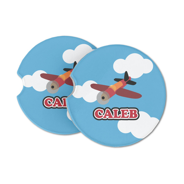 Custom Airplane Sandstone Car Coasters - Set of 2 (Personalized)